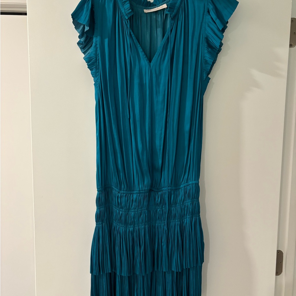Elegant Teal Ruffle Dress